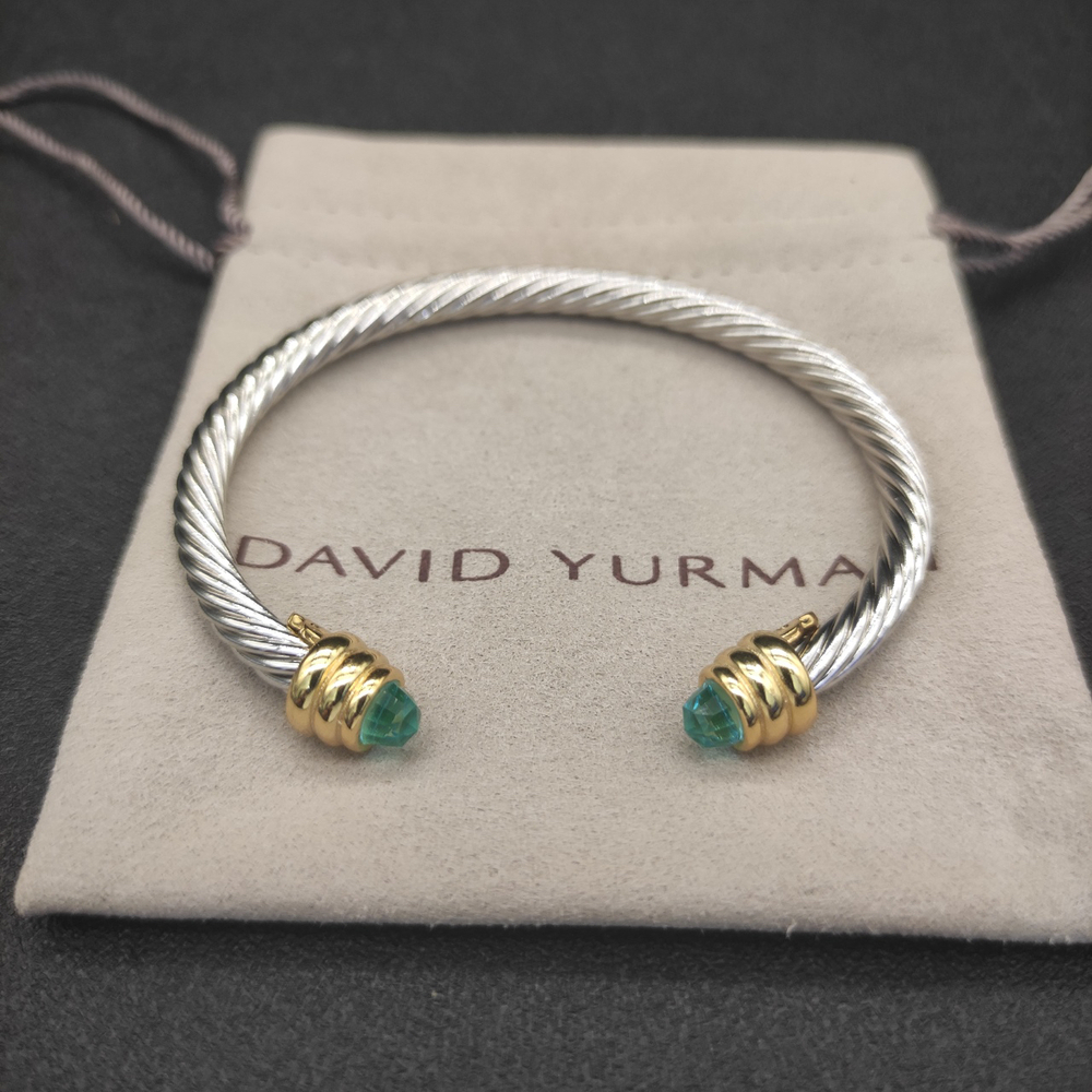 David Yurman 5mm Gold-Tipped Green Diamond bracelet